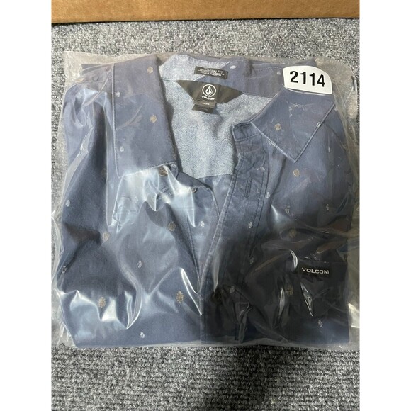 Volcom Shirt Button Down Men's Large Blue Short Sleeve - Picture 11 of 11